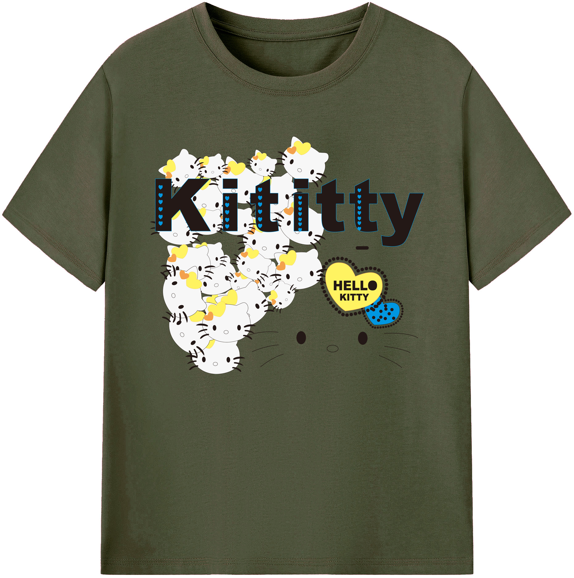 （画像用） Hello Kitty ハローキティ 綿100％ メンズ半袖Tシャツ｜肌触りやわらか＆通気性